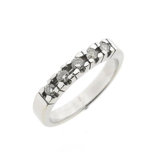 Witgouden rijring met diamant | 0,25 ct. (witgouden ring), Sieraden, Tassen en Uiterlijk, Ringen, Dame, Met edelsteen, Overige kleuren