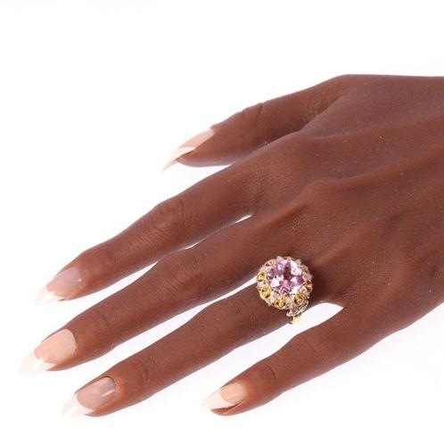 Ring - 18 karaat Geel goud, Witgoud - Diamant - Spinel,, Sieraden, Tassen en Uiterlijk, Ringen