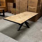 Eiken Tafel Visgraat Spinpoot 240x100cm, Huis en Inrichting, Tafels | Eettafels, Ophalen of Verzenden, Nieuw