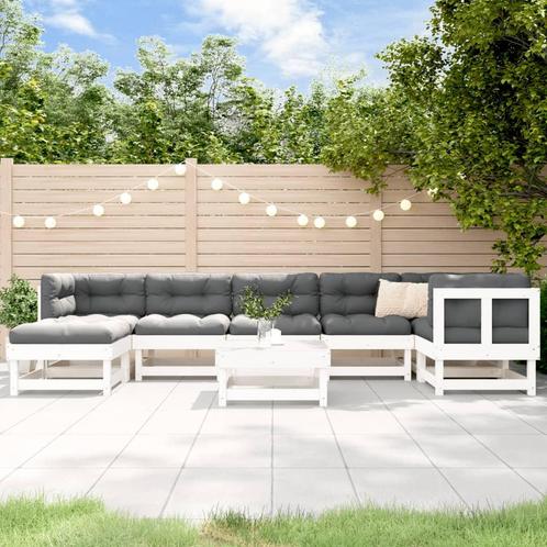 vidaXL 8-delige Loungeset massief grenenhout wit, Tuin en Terras, Tuinsets en Loungesets, Loungeset, Nieuw, 8 zitplaatsen, Verzenden