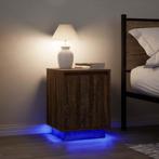vidaXL Nachtkastjes met led-verlichting 2 st bruin, Verzenden, Nieuw, Hout