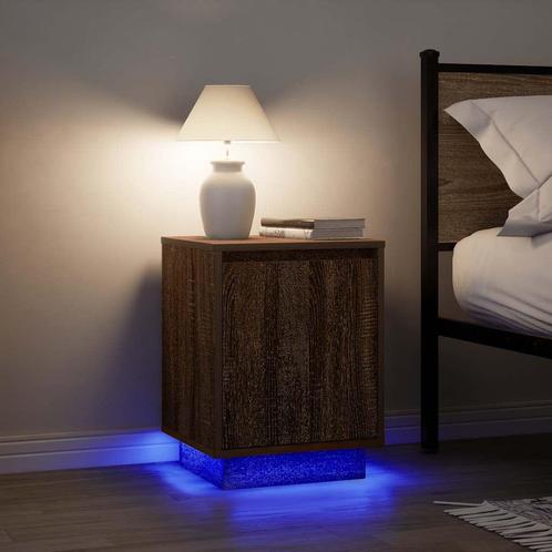 vidaXL Nachtkastjes met led-verlichting 2 st bruin, Huis en Inrichting, Slaapkamer | Nachtkastjes, Nieuw, Hout, Verzenden