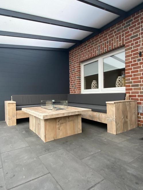KORTING op steigerhouten hoekbank | Houten loungeset, Tuin en Terras, Tuinsets en Loungesets, Bank, 5 zitplaatsen, Nieuw, Steigerhout