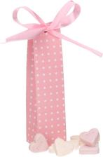 25 geschenkdoosjes tube roze dots compleet met lintjes, Hobby en Vrije tijd, Feestartikelen, Nieuw, Overige typen, Geboorte of Huwelijk