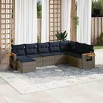 vidaXL 8-delige Loungeset met kussens poly rattan grijs, Verzenden, Nieuw, Rotan, Loungeset
