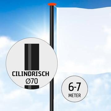 Aluminium vlaggenmast 6 of 7 meter Ø 70mm ZWART RAL 9005. beschikbaar voor biedingen