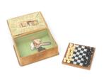 Miniatuur schaakspel in een Art nouveau doosje, 20e eeuw