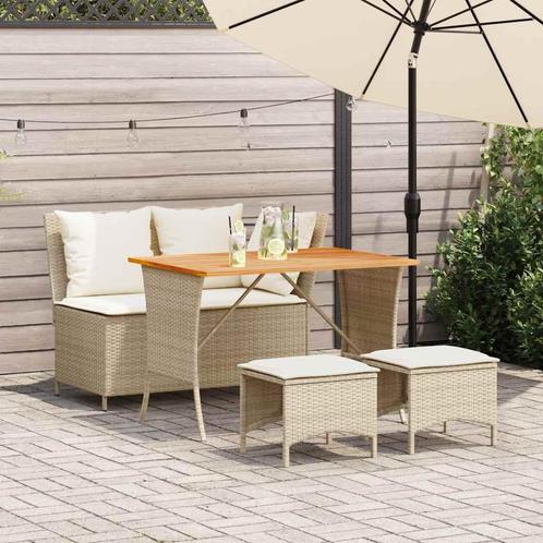 vidaXL 4-delige Tuinset met kussens poly rattan beige, Tuin en Terras, Tuinsets en Loungesets, Tuinset, Nieuw, 3 zitplaatsen, Rotan