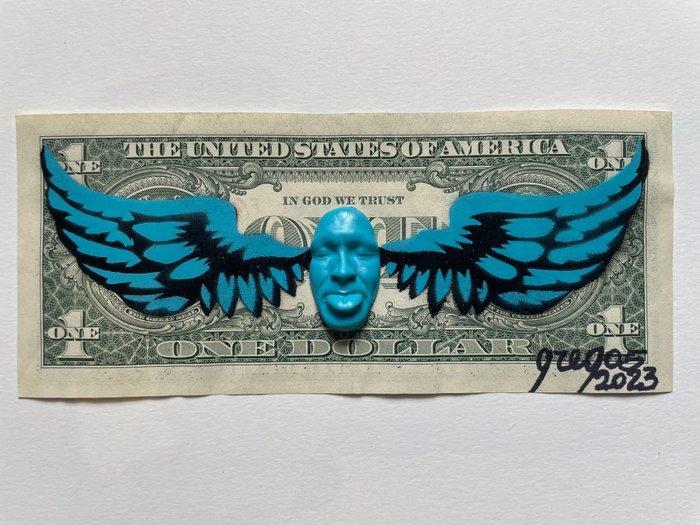 gregos - Lot of 3 « blue light flying dollars », Antiek en Kunst, Kunst | Designobjecten