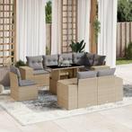vidaXL 9-delige Loungeset met kussens poly rattan beige, Verzenden, Nieuw, Rotan, Loungeset
