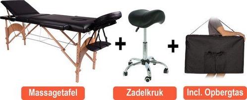 Alora Massagetafel Zen Budget + Zadelkruk zwart/chrome, Huis en Inrichting, Keuken | Keukenbenodigdheden, Nieuw