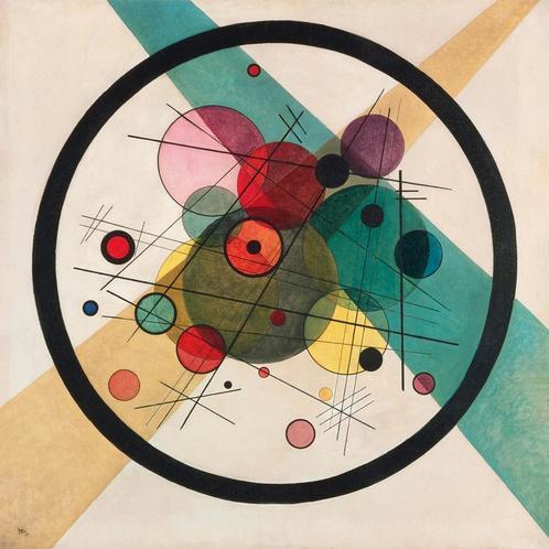 Kunstdruk Wassily Kandinsky - Kreis im Kreis 70x70cm, Huis en Inrichting, Woonaccessoires | Schilderijen, Tekeningen en Foto's