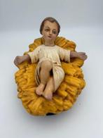 Beeld, Grote kribbe met Jezus - 20 cm - Gips, Antiek en Kunst