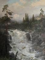 Olaf Nordlien (1864–1929) - Waterfall in the Mountains, Antiek en Kunst, Kunst | Schilderijen | Klassiek