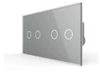 Livolo | Grijs | 2+2 | Touch Dimmer Schakelaar, Ophalen of Verzenden, Nieuw, Schakelaar