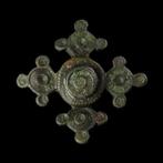 Gallo-Romeins - vroege Germaanse emaille kruisvormige broche, Antiek en Kunst