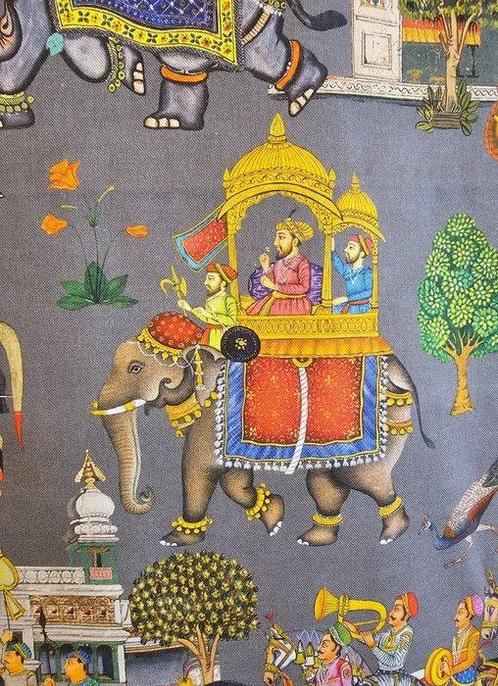 Exclusieve Indiaanse stof - Artmaison grijs - Textiel - 200, Antiek en Kunst, Antiek | Kleden en Textiel
