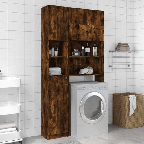 vidaXL Badkamerkast 32x25,5x190 cm bewerkt hout gerookt, Huis en Inrichting, Badkamer | Badkamermeubels, Nieuw, 150 tot 200 cm