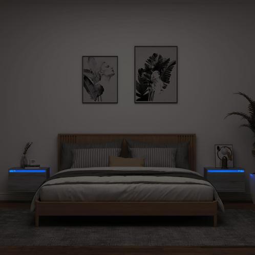 vidaXL Nachtkastjes met LEDs 2 st wandgemonteerd grijs, Huis en Inrichting, Slaapkamer | Nachtkastjes, Nieuw, Minder dan 45 cm