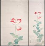 Insect en bloem - Vlinder en papaver - hangrol - Met de hand