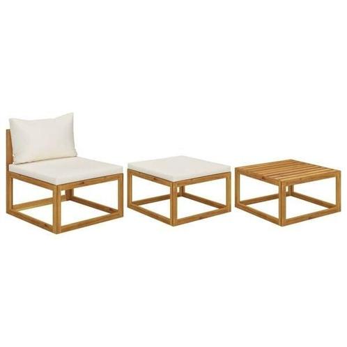 Loungeset Acaciahout Creme | Retourdeal | 40% Korting, Tuin en Terras, Tuinsets en Loungesets, Nieuw, Hardhout, Tuinset, 2 zitplaatsen