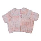 Knitted cardigan short sleeves heart buttons - 6M, Verzenden, Nieuw