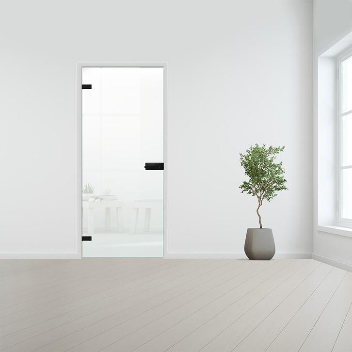Glazen binnendeur voor stomp kozijn zwart beslag-Satijn geha, Doe-het-zelf en Verbouw, Glas en Ramen, Nieuw, Ophalen of Verzenden