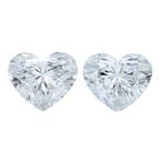 2 pcs Diamant  (Natuurlijk)  - 2.05 ct - Hart - D, Nieuw