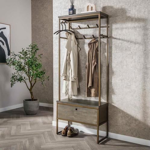 *WOONWINKEL* Staande Kapstok Met Lade Brons, Huis en Inrichting, Woonaccessoires | Kapstokken, Nieuw, Verzenden