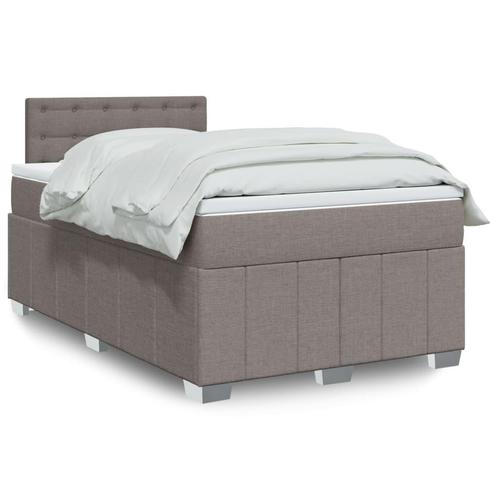 vidaXL Boxspring met matras stof taupe 120x200 cm, Huis en Inrichting, Slaapkamer | Bedden, 120 cm, 200 cm, Twijfelaar, Nieuw