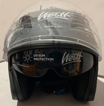 Motorhelm (Grijs) Jethelm met vizier en zonnebril Westt M... beschikbaar voor biedingen