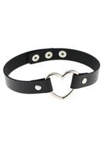 Choker Zwart Hartje Pu Leer Collar Ketting Hart Halsband Lol, Kunststof, Verstelbaar, Zwart, Nieuw