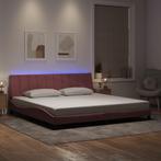 vidaXL Bedframe met LED-verlichting fluweel roze 200x200 cm, Huis en Inrichting, Slaapkamer | Bedden, Verzenden, Overige maten