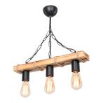 [lux.pro] Hanglamp Hemel 3E27 zwart houtkleurig en jute, Huis en Inrichting, Lampen | Hanglampen, Nieuw, Verzenden