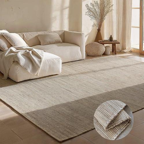 Dhaka Jute Wol Katoen Vloerkleed  - Zacht Taupe 190 x 280 cm, Huis en Inrichting, Stoffering | Tapijten en Kleden, Nieuw, Verzenden