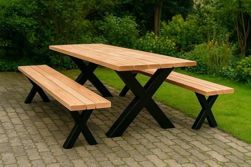 AANBIEDING 20 % korting Luxe Douglas Tuinset Stalen X Poten, Tuin en Terras, Tuintafels, Nieuw, Hout, Rechthoekig, Ophalen of Verzenden