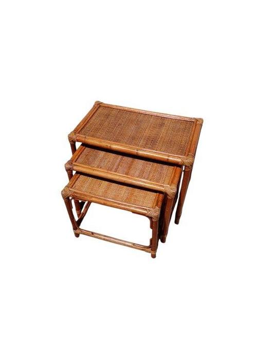 Set bijzettafels - Bamboe - Drie bijzettafeltjes, Antiek en Kunst, Kunst | Designobjecten