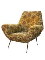Fauteuil - Messing, Textiel - Twee fauteuils