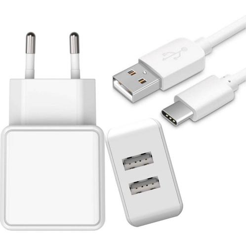 Adapter Samsung met 2 USB Poorten + USB naar Type C Kabel, Telecommunicatie, Mobiele telefoons | Telefoon-opladers, Ophalen of Verzenden
