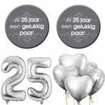 25-jarig jubileum set met buttons en folie ballonnen, Hobby en Vrije tijd, Feestartikelen, Verzenden, Nieuw, Versiering, Geboorte of Huwelijk