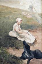 École impressionniste française - La bergère et son chien