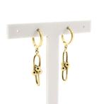 Gouden schakel oorbellen (paperclip schakel, geelgoud), Sieraden, Tassen en Uiterlijk, Ophalen of Verzenden, Gebruikt, Overige kleuren