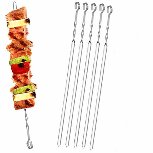 Merkloos Grillspiezen - RVS - 38 cm - Set van 5 - Zilver, Tuin en Terras, Barbecue-accessoires, Nieuw, Ophalen of Verzenden