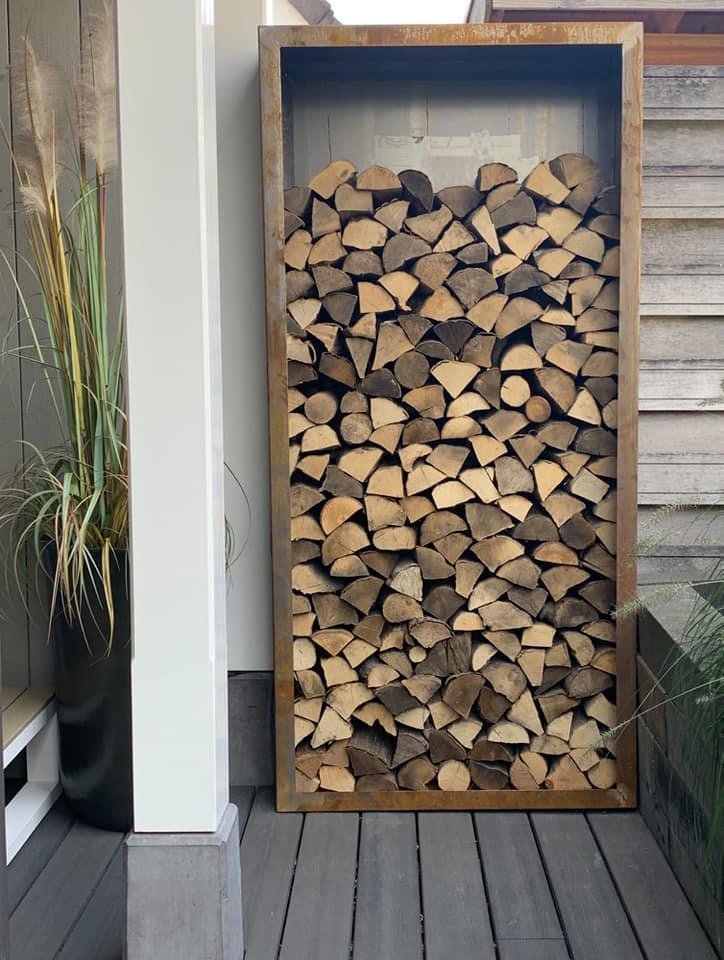 Cortenstaal Houtopslag - Houthok - Houtrek - Nu 10% korting!, Tuin en Terras, Tuinwanddecoratie, Nieuw, Ophalen of Verzenden