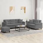 vidaXL 3-delige Loungeset met kussens microvezelstof, Huis en Inrichting, Banken | Bankstellen, Verzenden, Nieuw, Vierpersoons of meer