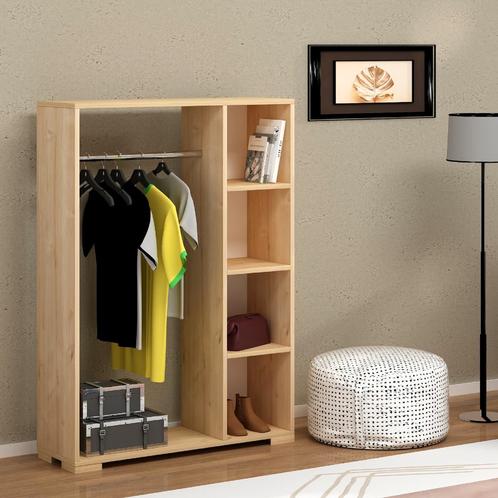 Kledingkast 123x90x30 cm Nesbyen eikenkleurig [en.casa], Huis en Inrichting, Kasten | Kledingkasten, Nieuw, Verzenden