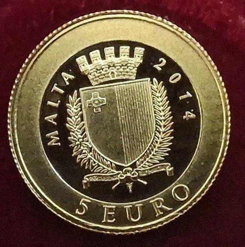 Malta. 5 Euro 2014 The Zecchino Gold Proof (Zonder, Postzegels en Munten, Munten | Europa | Euromunten