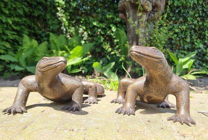 Beeldje - Komodo dragons - 40 cm (2) - Brons, Antiek en Kunst, Kunst | Designobjecten