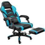 Racing bureaustoel Comodo met voetsteun - zwart/azuur, Verzenden, Nieuw