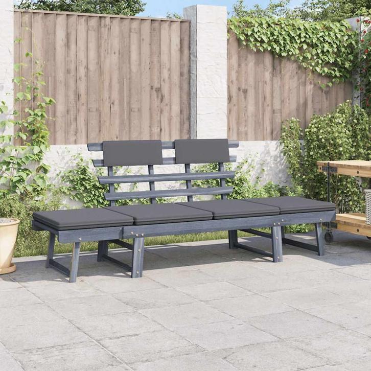 vidaXL Tuinbank met kussens 2-in-1 190 cm massief acaciahout, Tuin en Terras, Tuinbanken, Nieuw, Hout, Verzenden